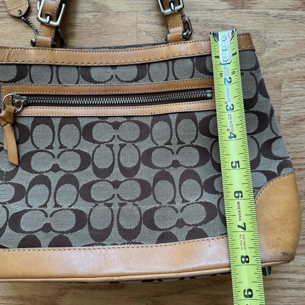 Coach Brown Signature Canvas Tote with Tan Leather Trim - Picture 15 of 16